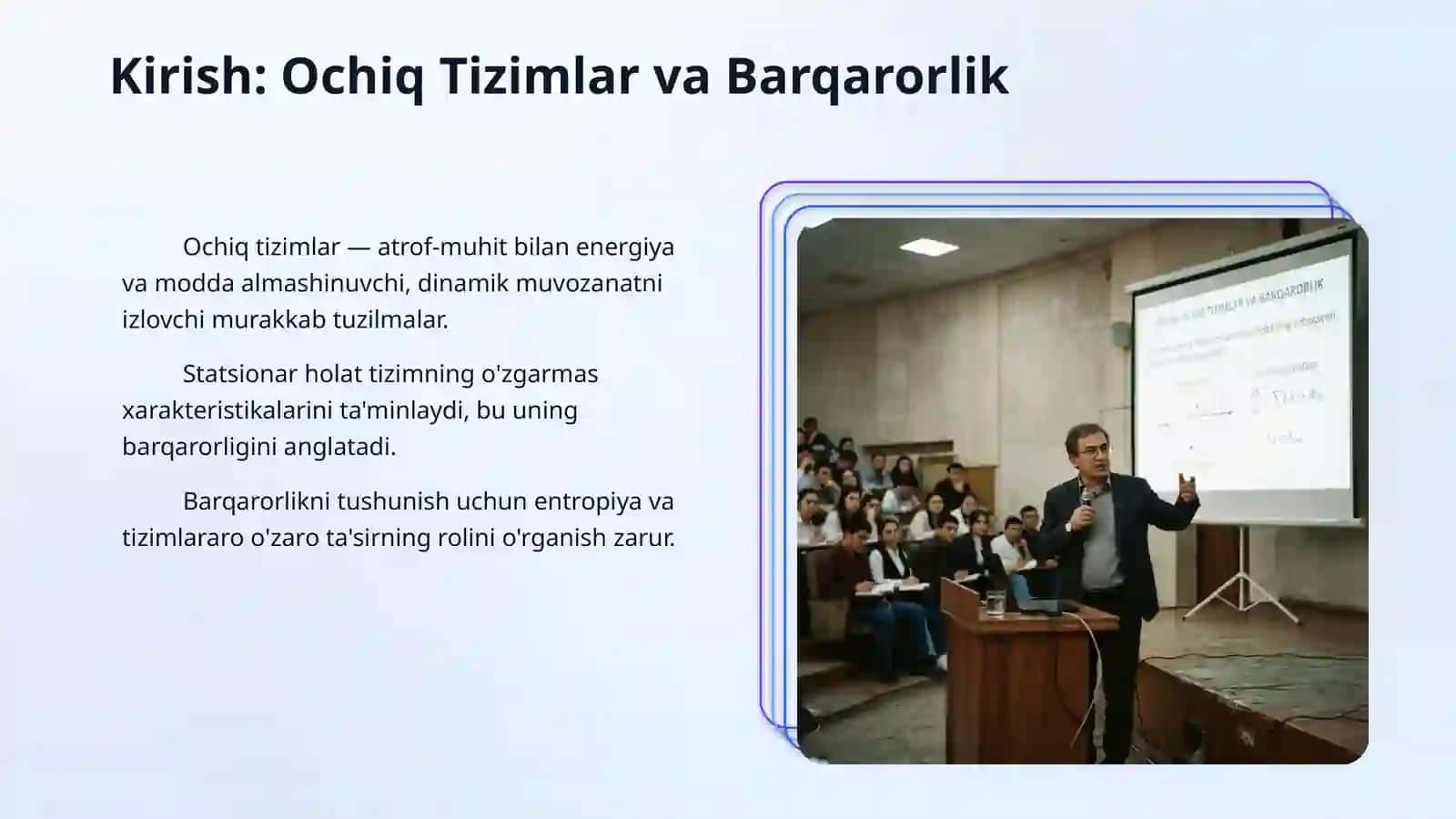 Ochiq sistema barqaror statsionar holatining entropiyasi. Statsionar holatni Teorell modelida aniqlash. 3