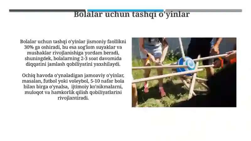 Bolalar uchun tashqi o'yinlar 3