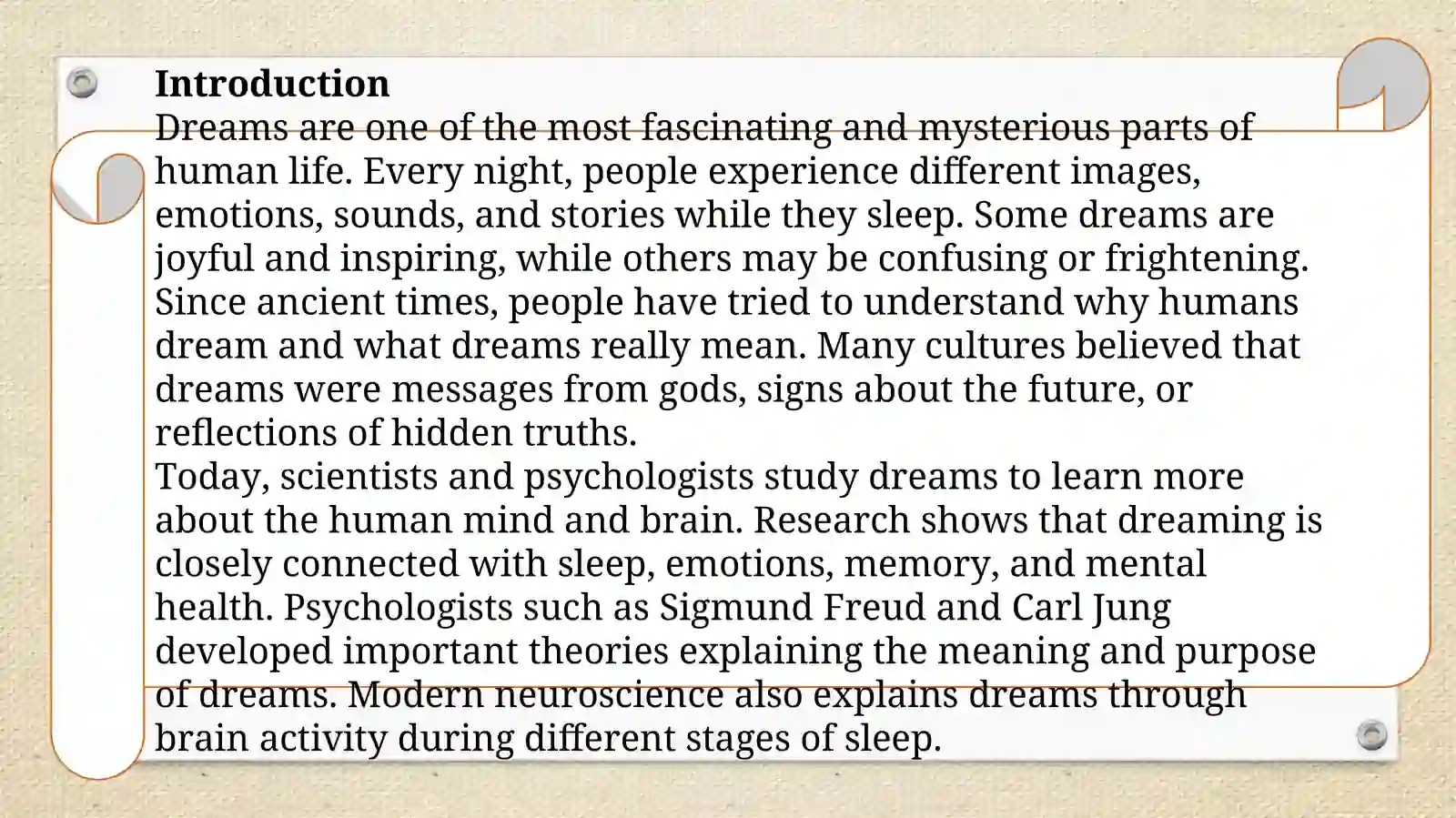 Why do we dream 3