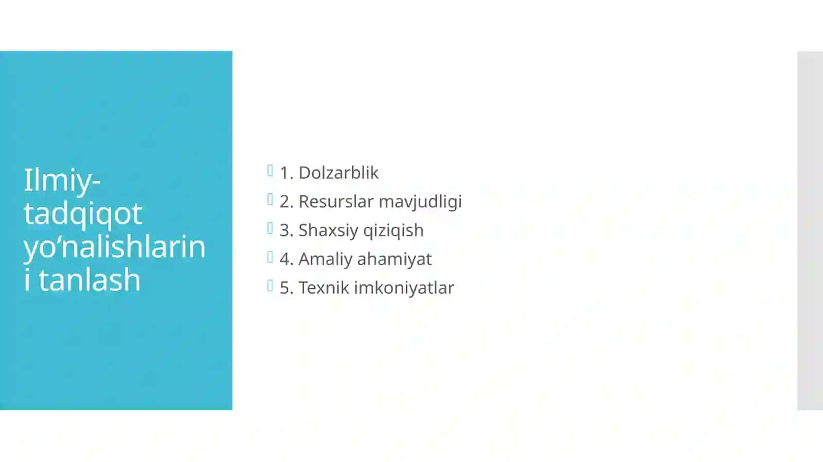 Ilmiy-tadqiqot yo'nalishlarini tanlash va ilmiy-tadqiqot ishlari bosqichlari 3