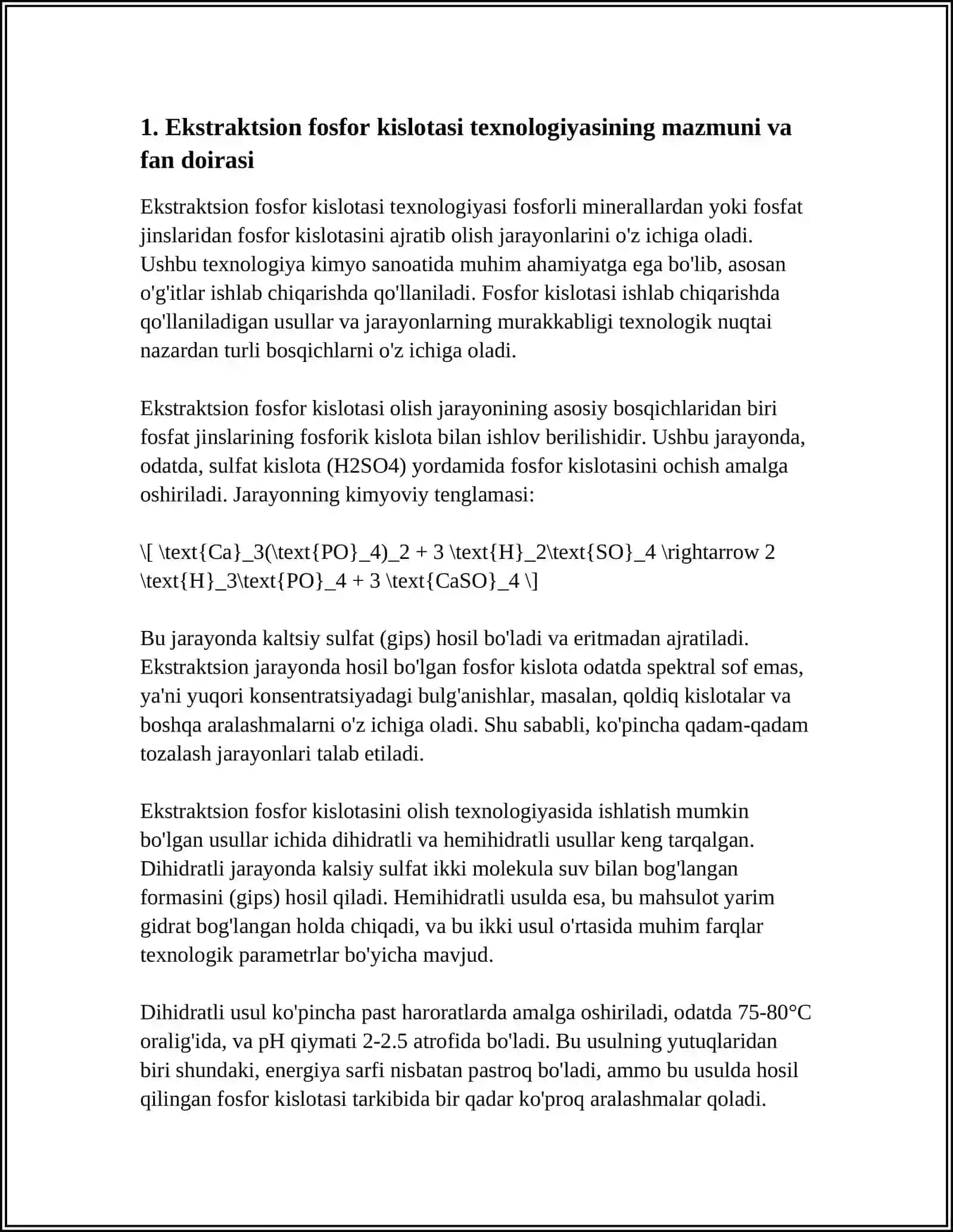 EKSTRAKTSION FOSFOR KISLATASI OLISH TEXNOLOGIYASI 3