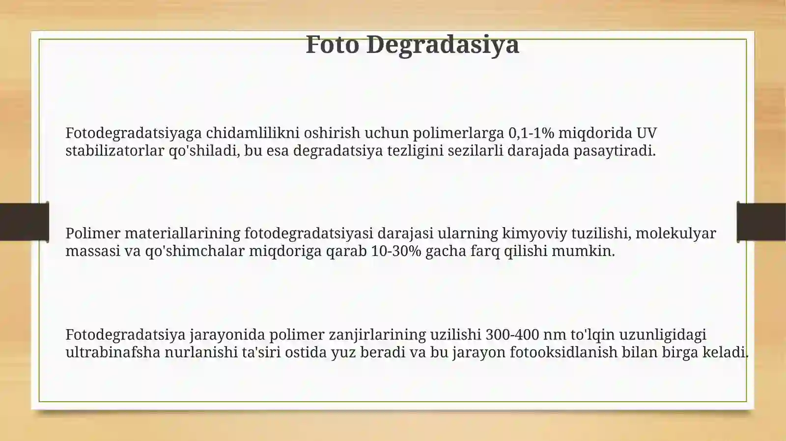 Polimerlarning destruksiyasi 3