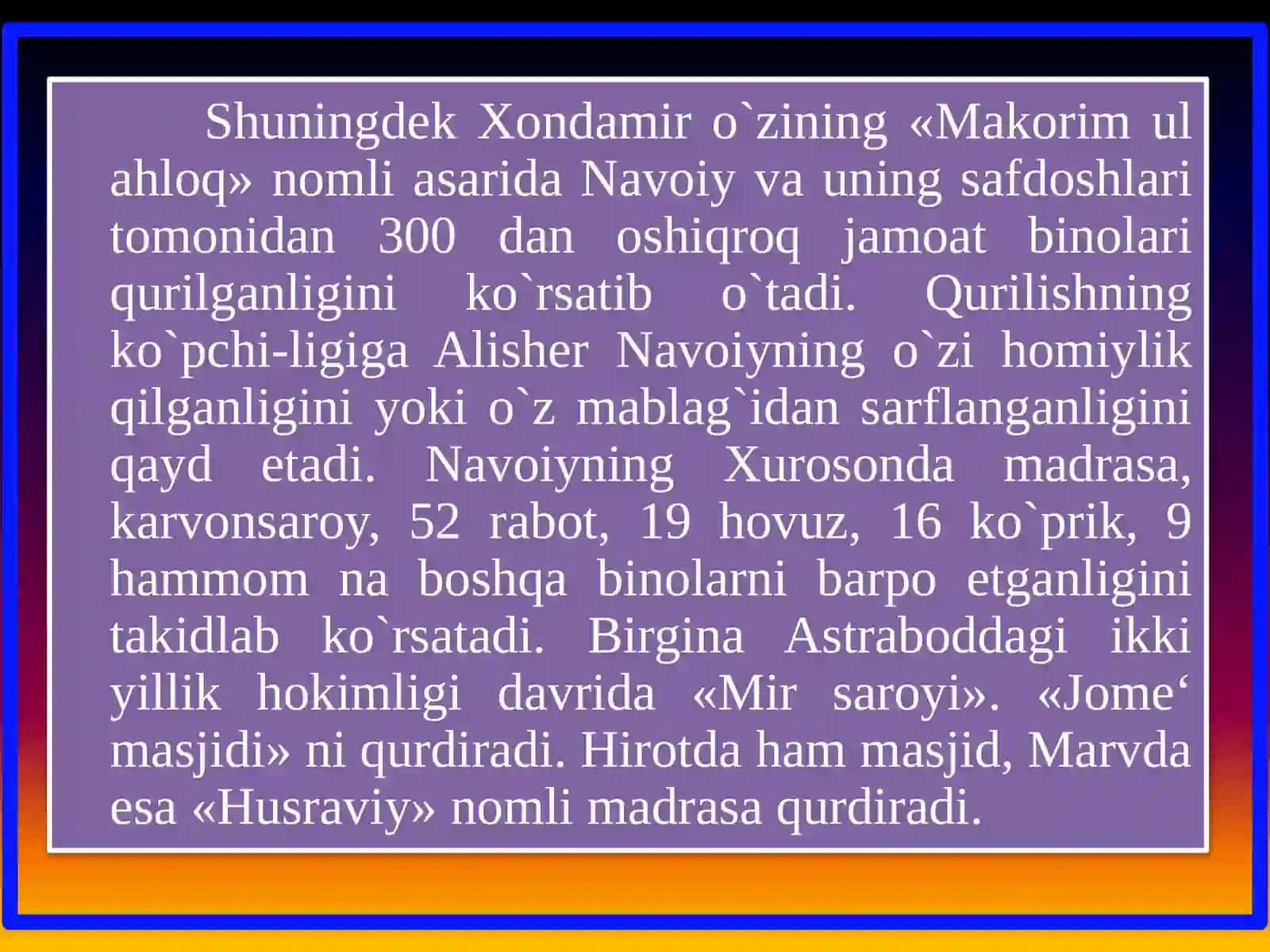 AlishyerNavoiy vaXuroson madaniyati 3