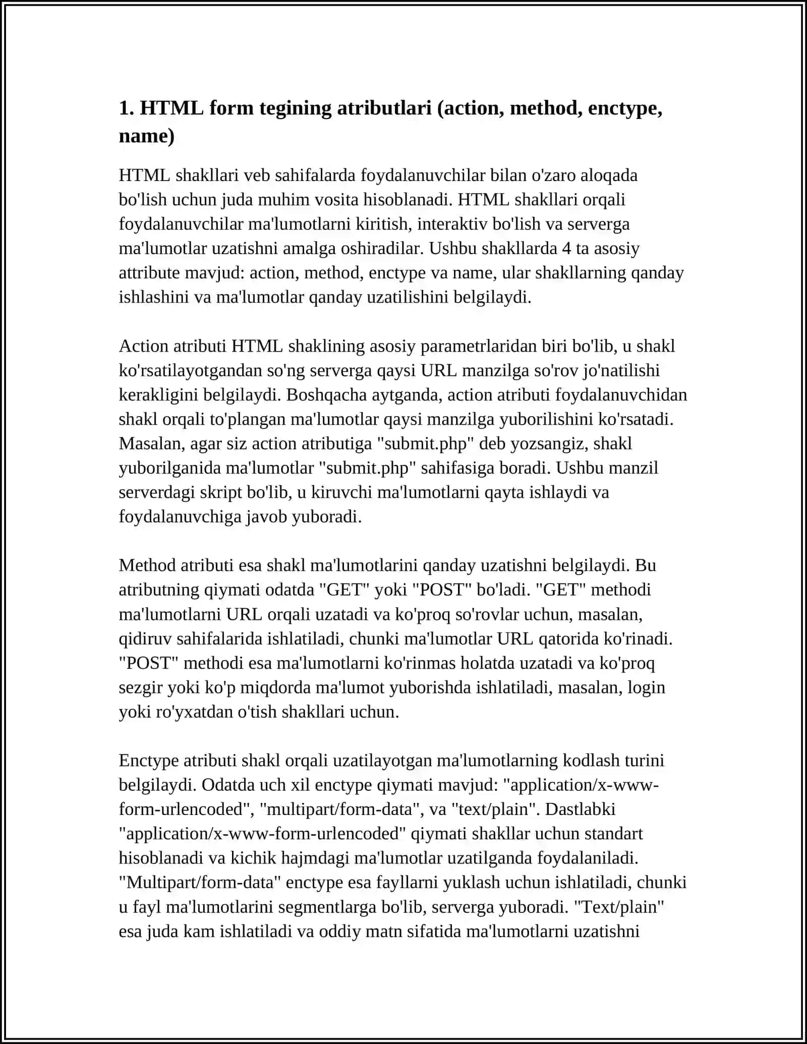 WEB SAHIFALARDA FORMALAR YARATISH 3