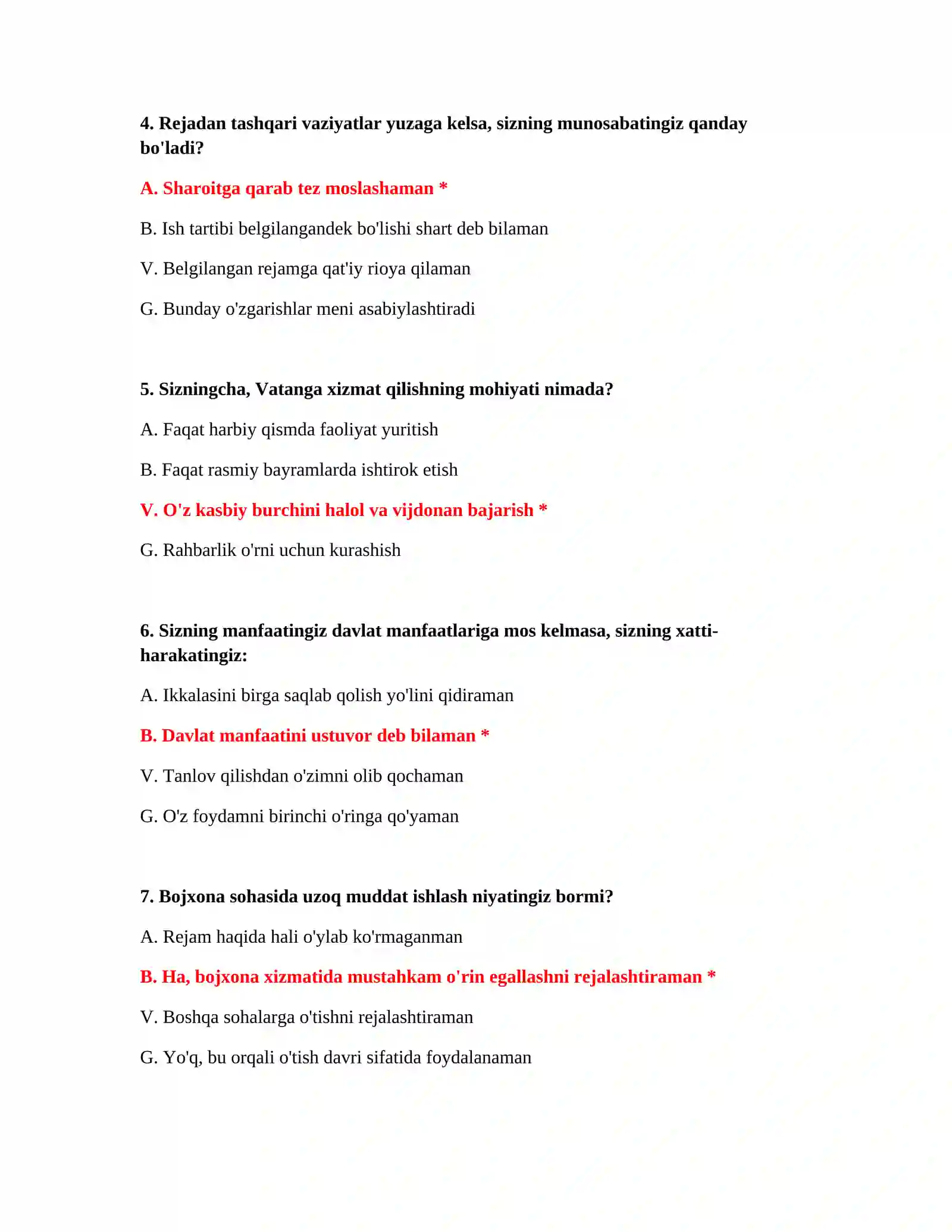 Bojxona testlarini ishlash 3