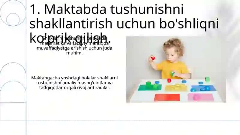 Maktabgacha yoshdagi bolalar tomonidan obyektlarning shakli haqidagi g'oyalarni o'zlashtirilishi 3