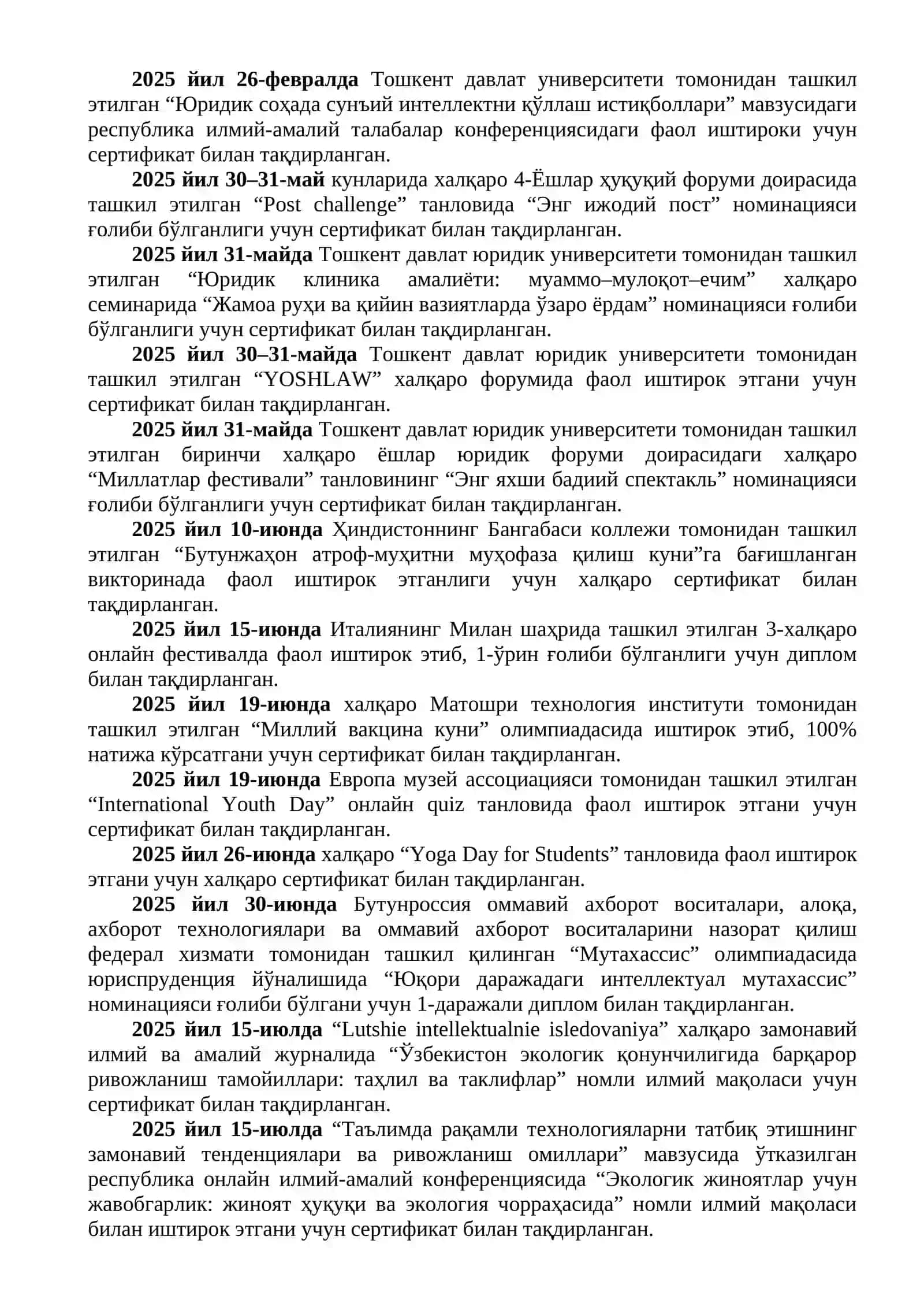 ЗУЛФИЯ НОМИДАГИ ДАВЛАТ МУКОФОТИГА НОМЗОД (Таълим йўналиши) 3