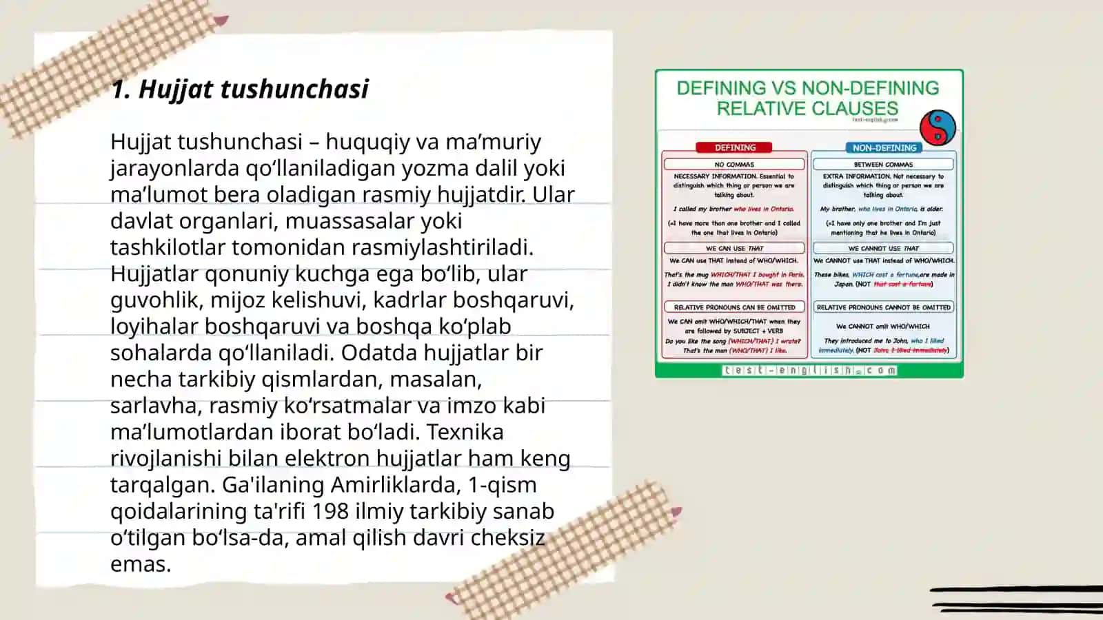 Hujjat turlari va xususiyatlari 3