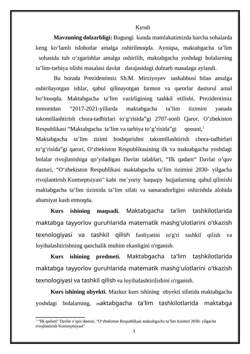 Maktabgacha ta'lim tashkilotlarida maktabga tayyorlov guruhlarida matematik mashg'ulotlarini o'tkazish texnologiyasi va tashkil qilish 3