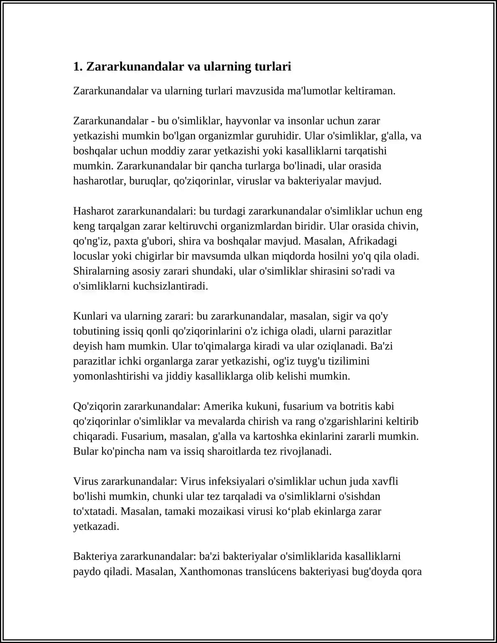 MUSTAQIL ISH Mavzu: PARAZITLIK QILUVCHI HASHAROTLAR 3