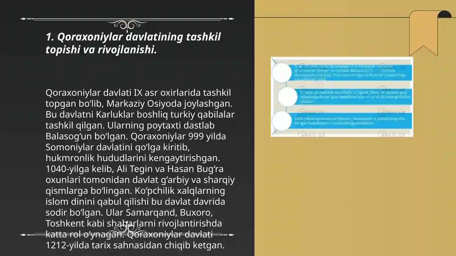 Qoraxoniylar davlatining davlatimizda turgan oʻrni 3
