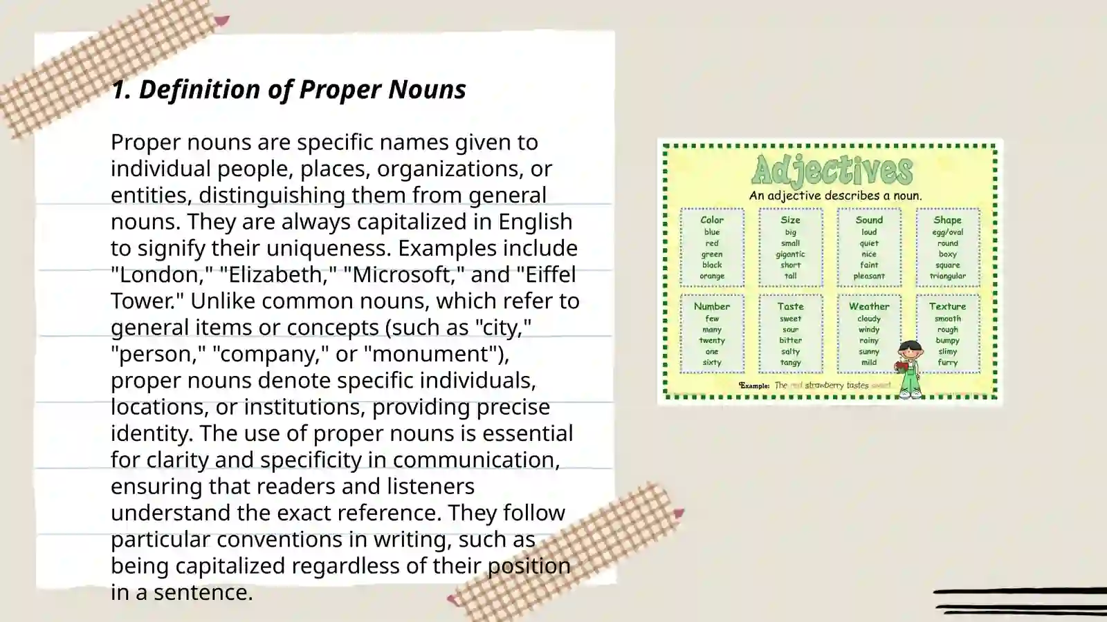 Explain proper and common nouns 3
