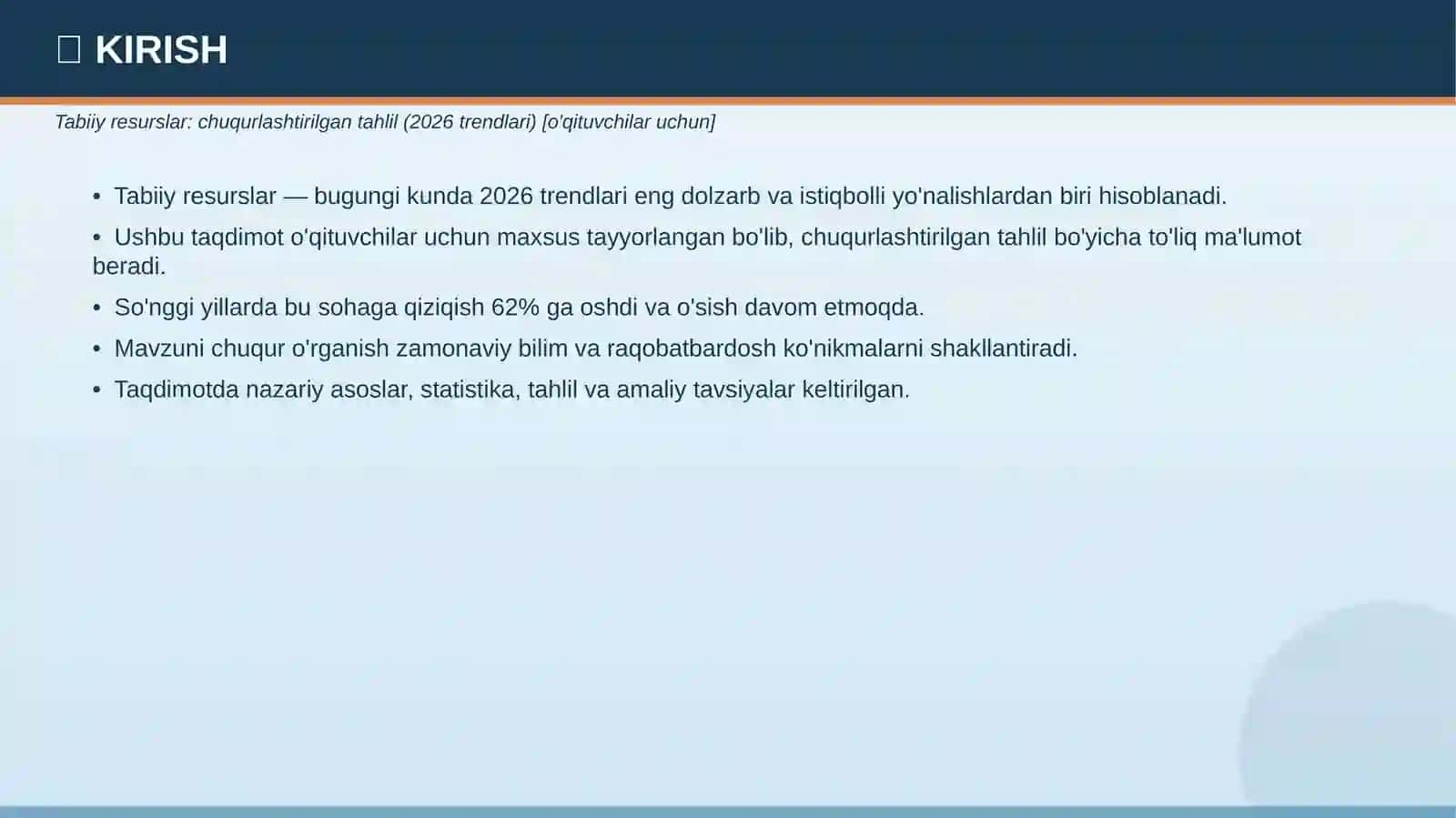 Tabiiy resurslar: chuqurlashtirilgan tahlil (2026 trendlari) [o'qituvchilar uchun] 3