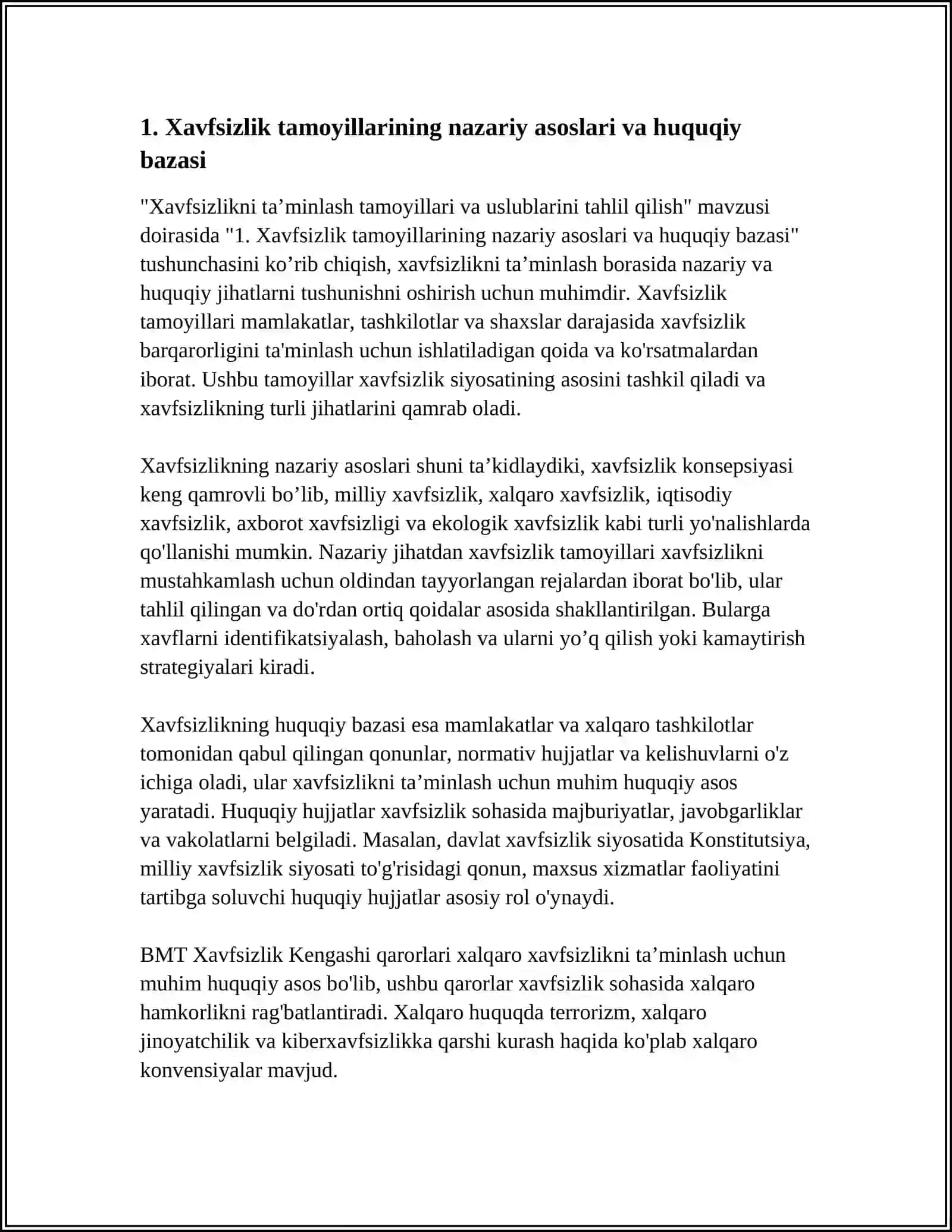 XAVFSIZLIKNI TA'MINLASH TAMOYILLARI VA USLUBLARINI TAHLIL QILISH 3
