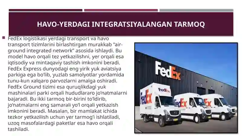 Fedex kompaniyasining logistika tarmoqlari 3