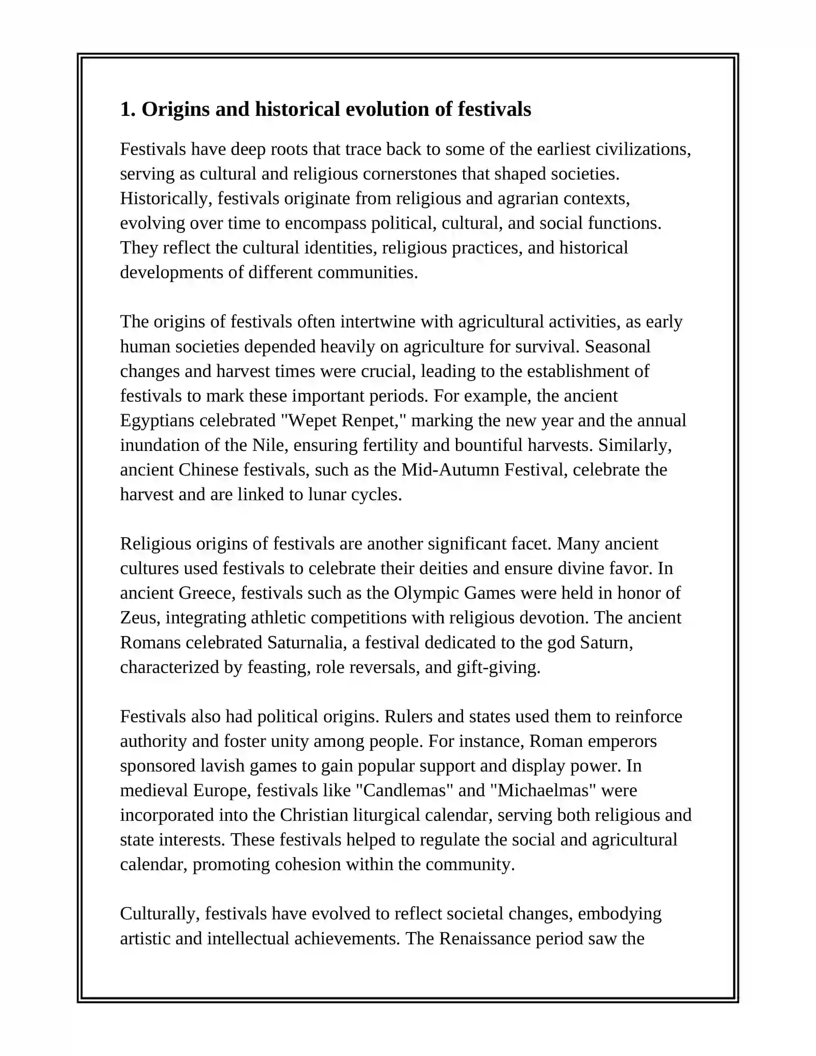 FESTIVALS IN THEIR CULTURAL CONTEXT 3