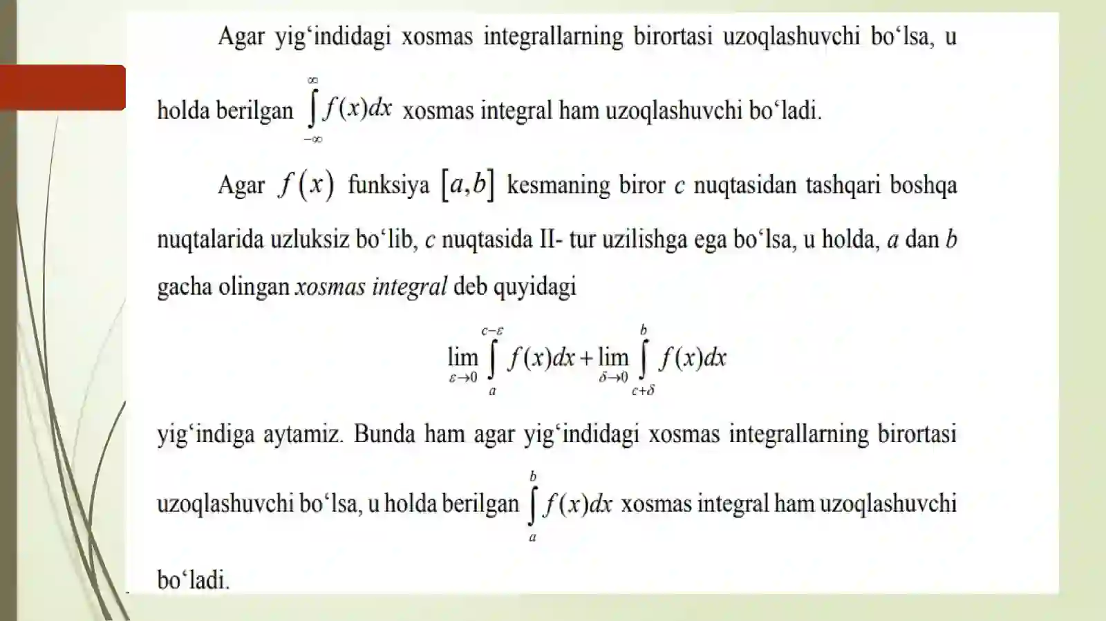Xosmas integrallar 3