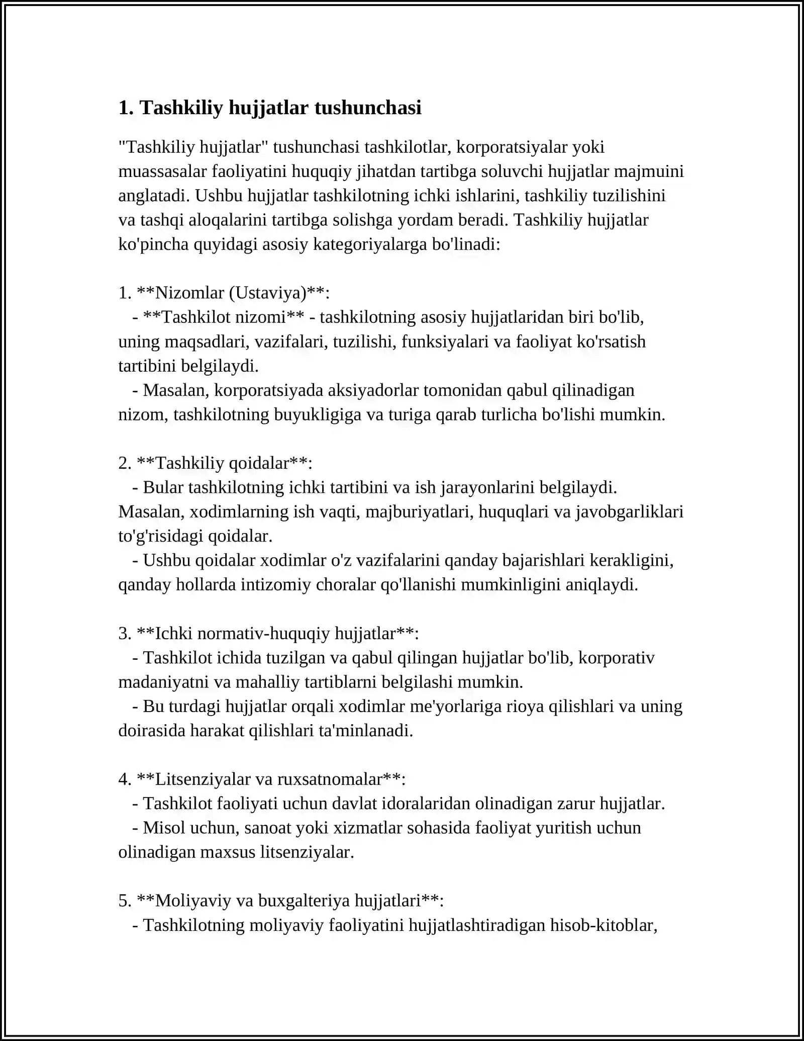 Tashkiliy Hujjatlar.Shartnama va Mehnat Shartnomasini Shakllantirish 3