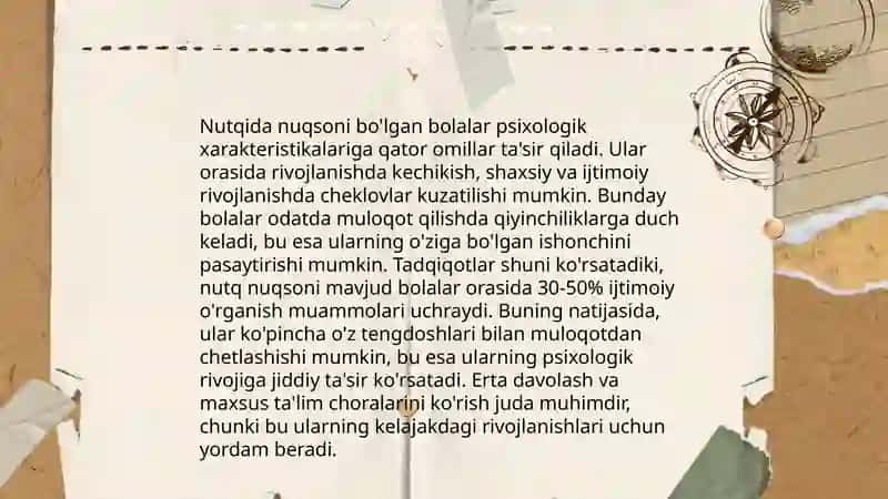 Nutqida nuqsoni bo'lgan bolalar shaxslararo munosabatlari diagnostikasi 3