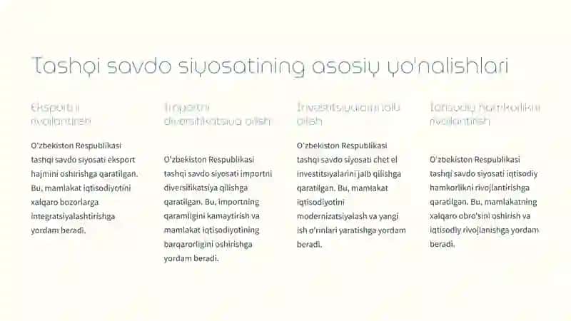 O’ZBESITON RESPUBLIKASI TASHQI SAVDO SIYOSATI 3
