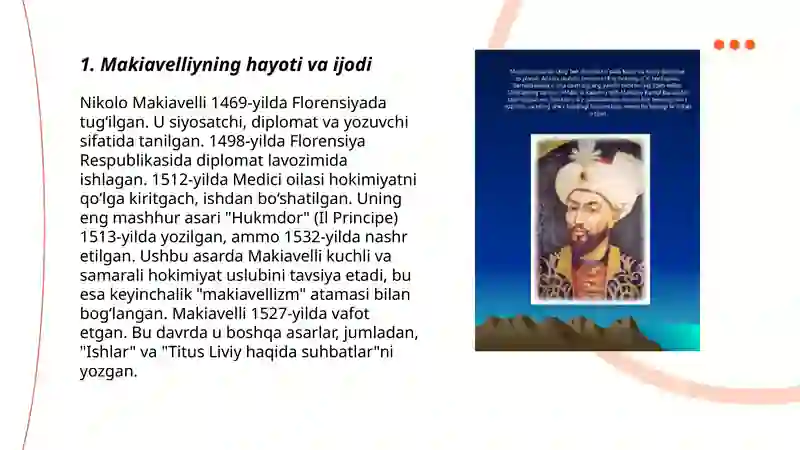Makiavellining "Hukmdor" asari haqida 3