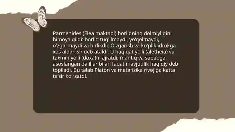 Parmenides va Borliqning Doimiyligi Muammosi 3
