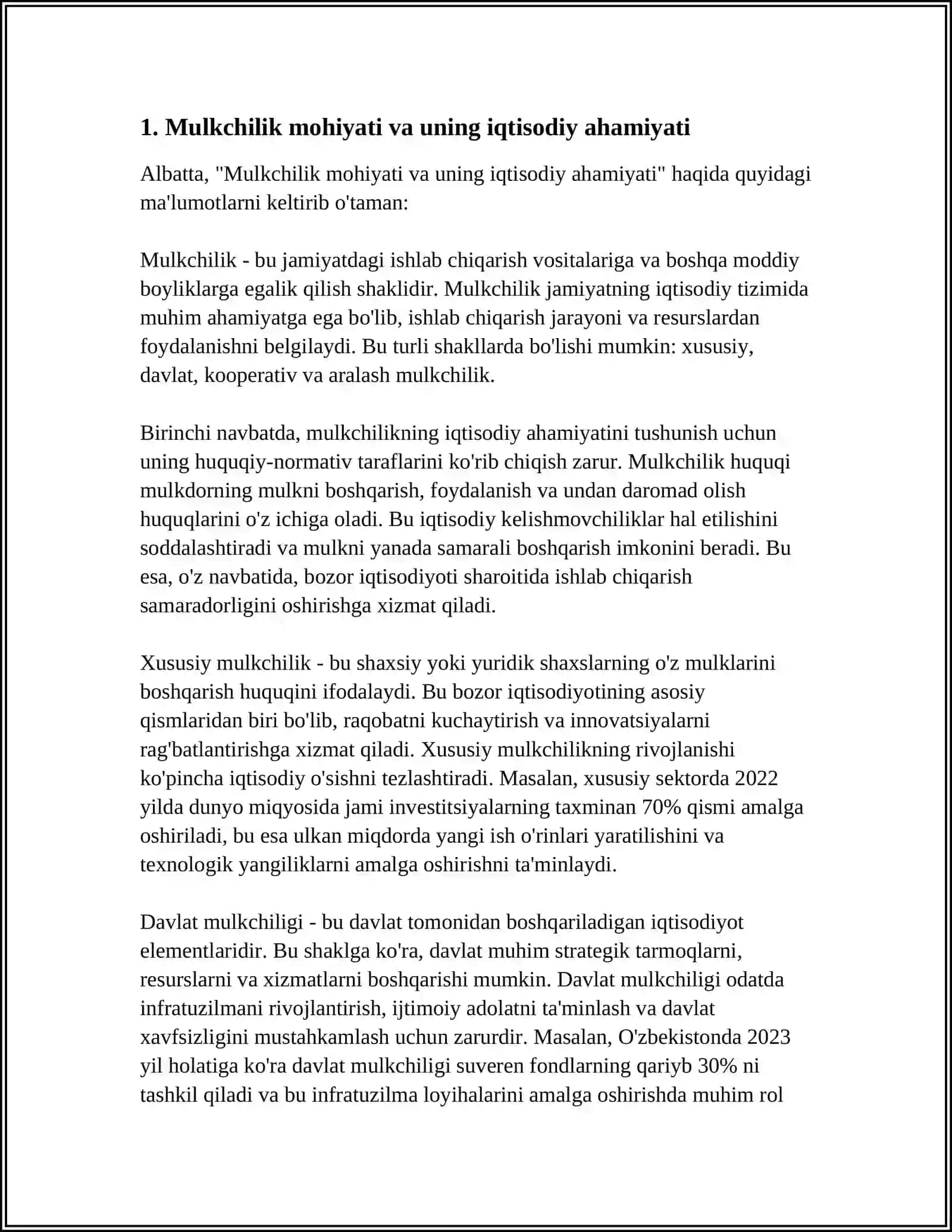 MULKCHILIK MUNOSABATLARI MOHIYATI, SHAKLLARI VA TURLARI 3