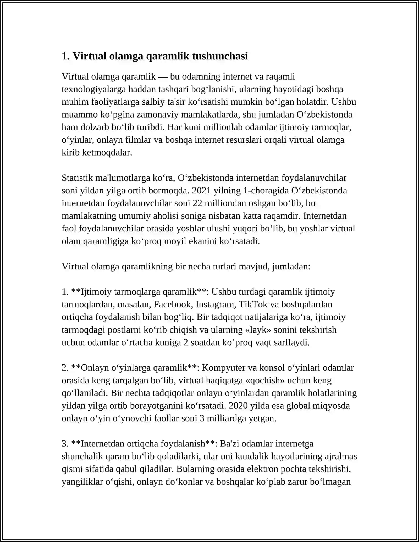 VIRTUAL OLAMGA QARAMLIK VA UNING OQIBATLARI 3