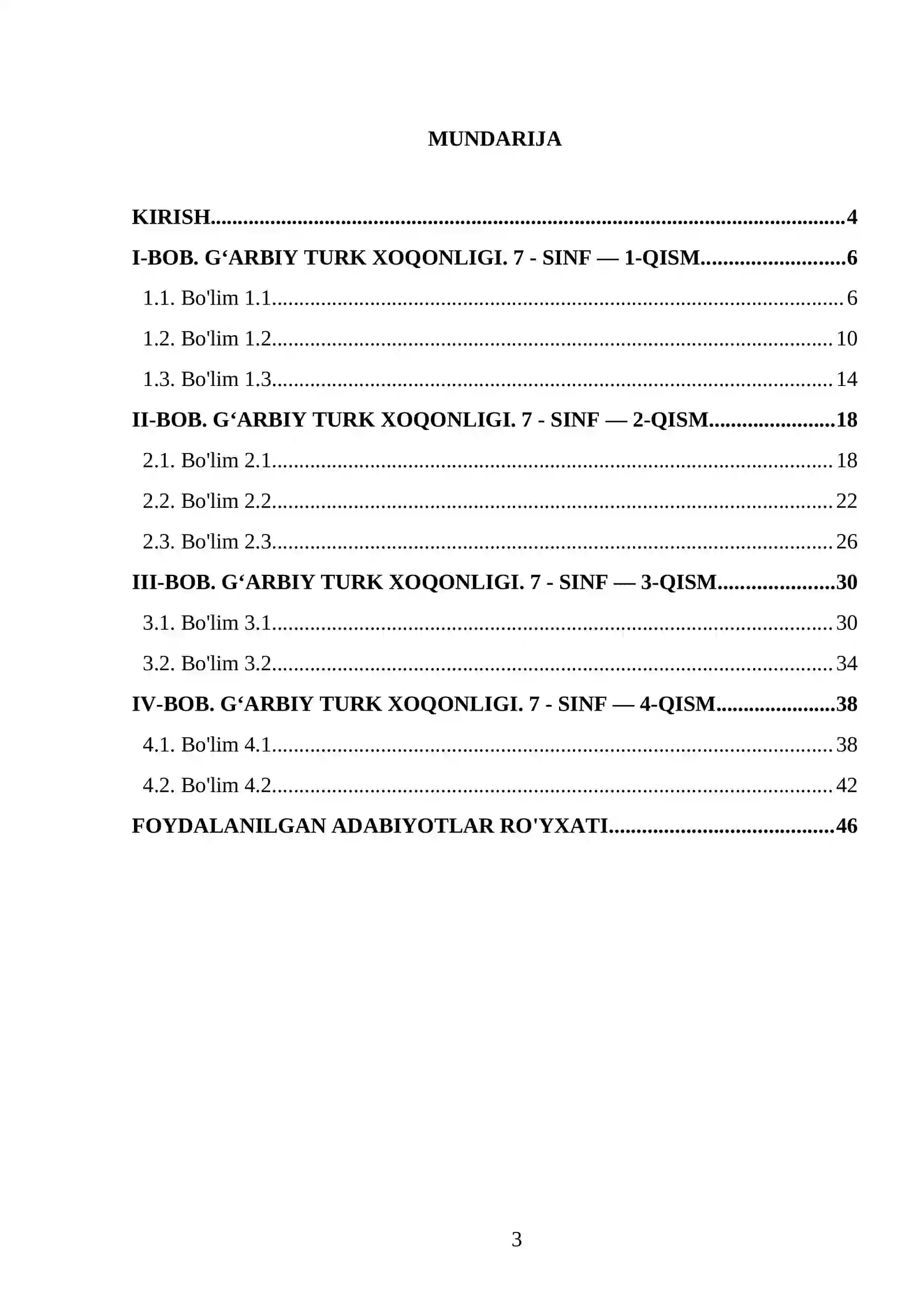 G‘ARBIY TURK XOQONLIGI. 7 - SINF 3