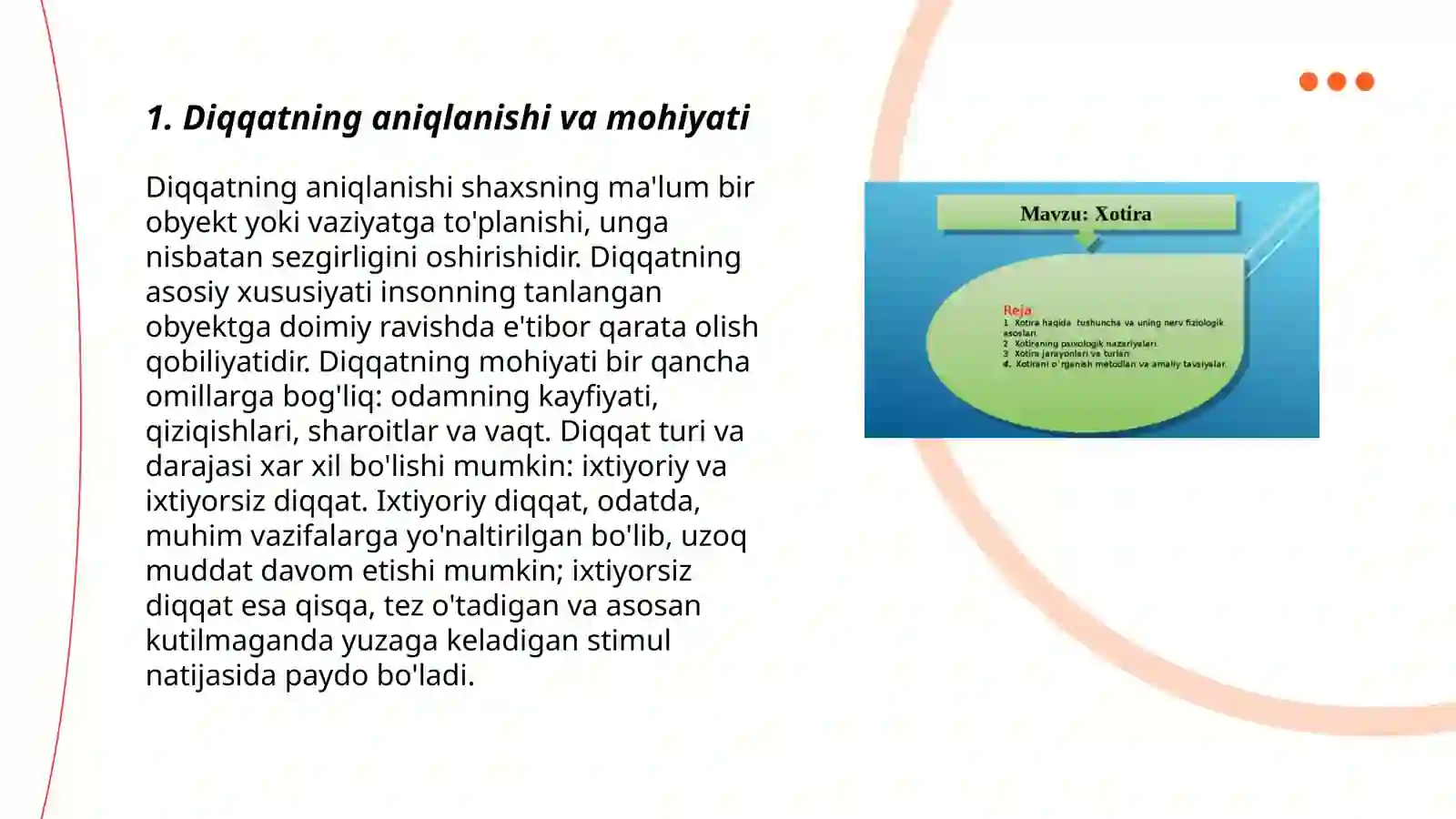 Diqqat haqida tushuncha va uning nerv-fiziologik asoslari 3