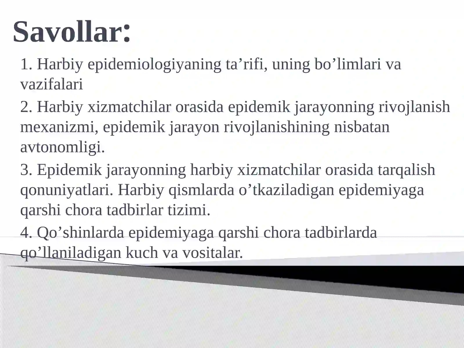 Harbiy epidemiologiya fanidan yilnomalar 3