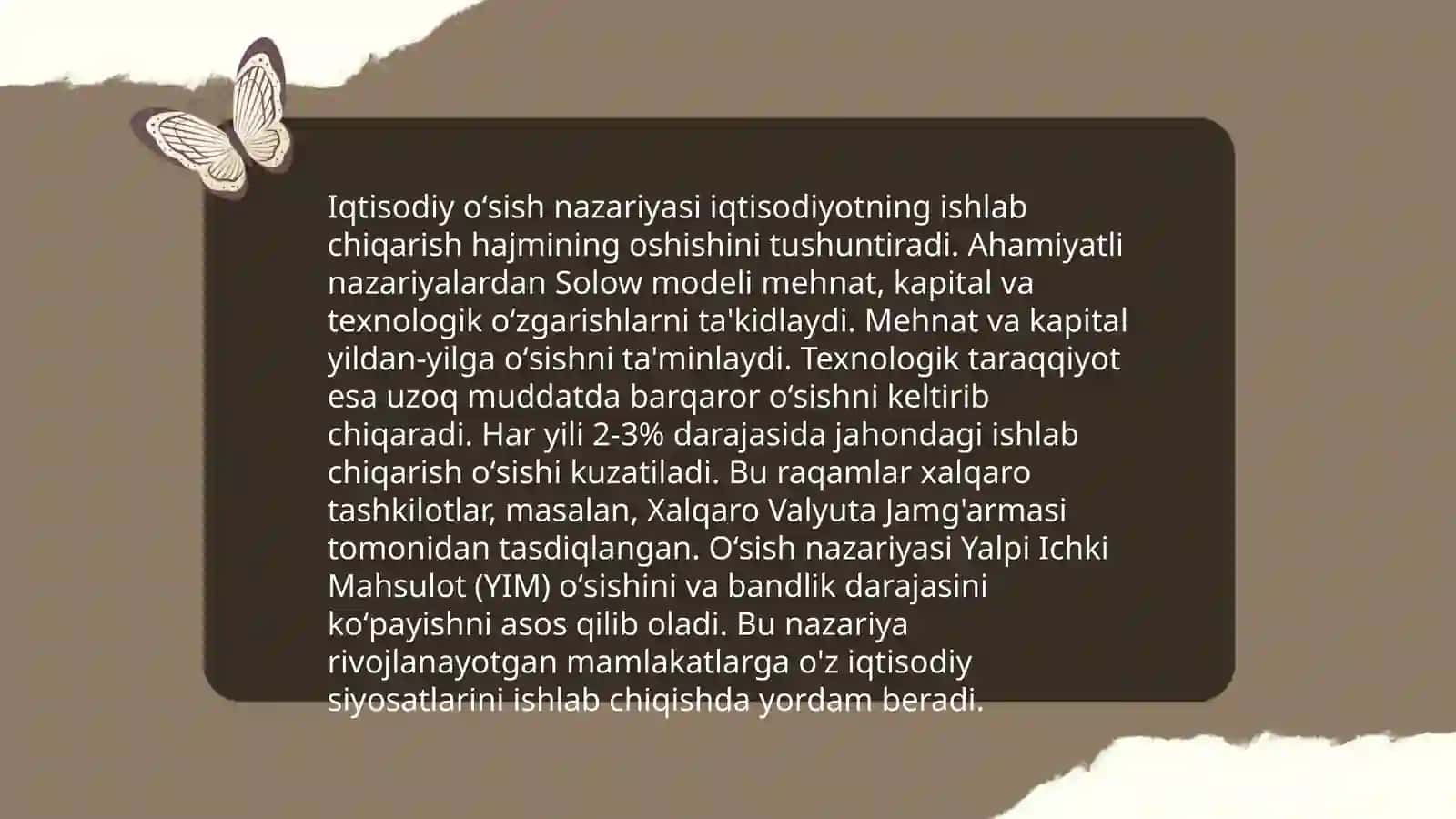 Iqtisodiy oʻsish va Oʻzbekistonda ularning tahlili 3