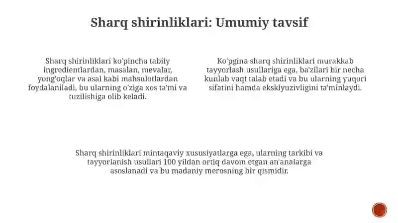 Sharq shirinliklari: Umumiy tavsif 3