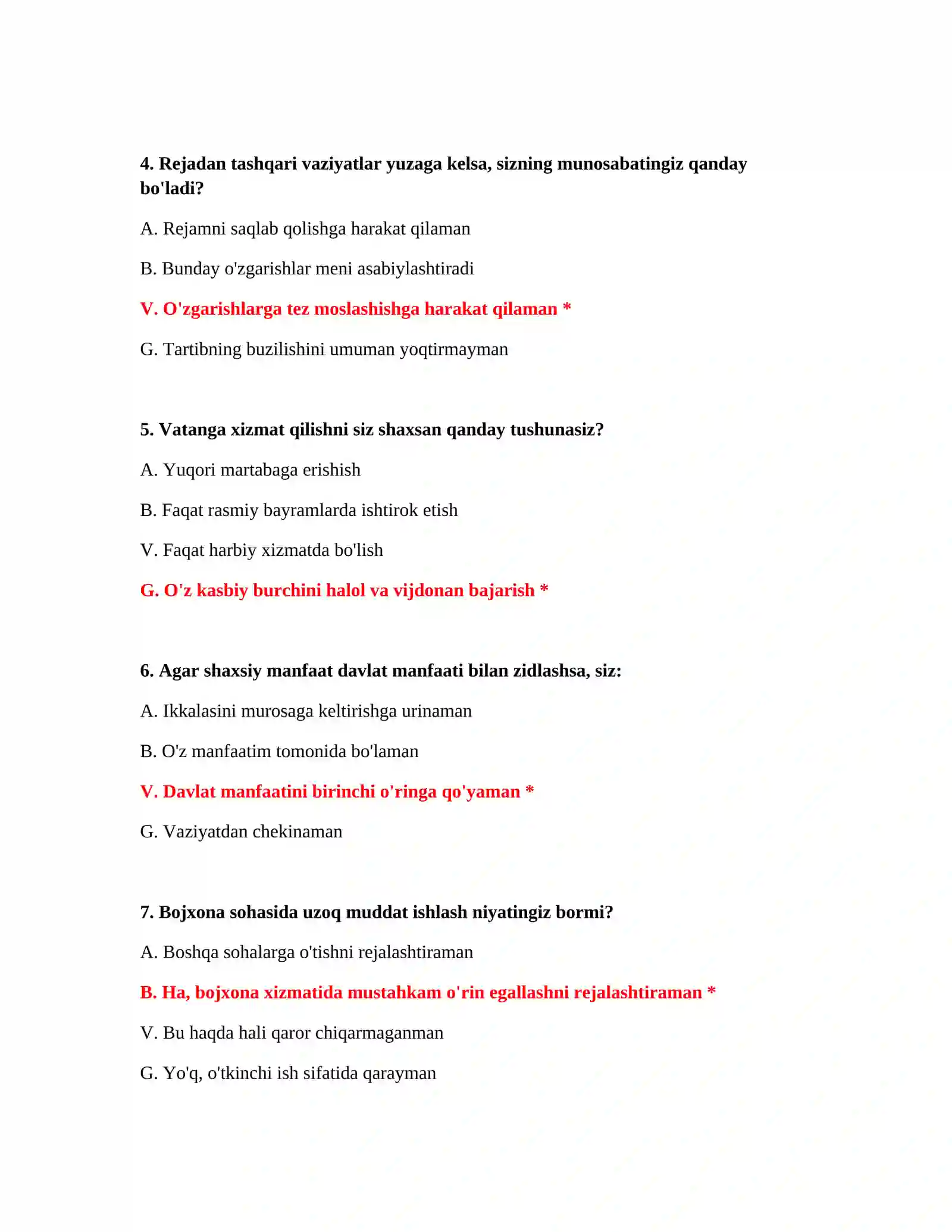 Bojxona xavfsizligi test savollari 3