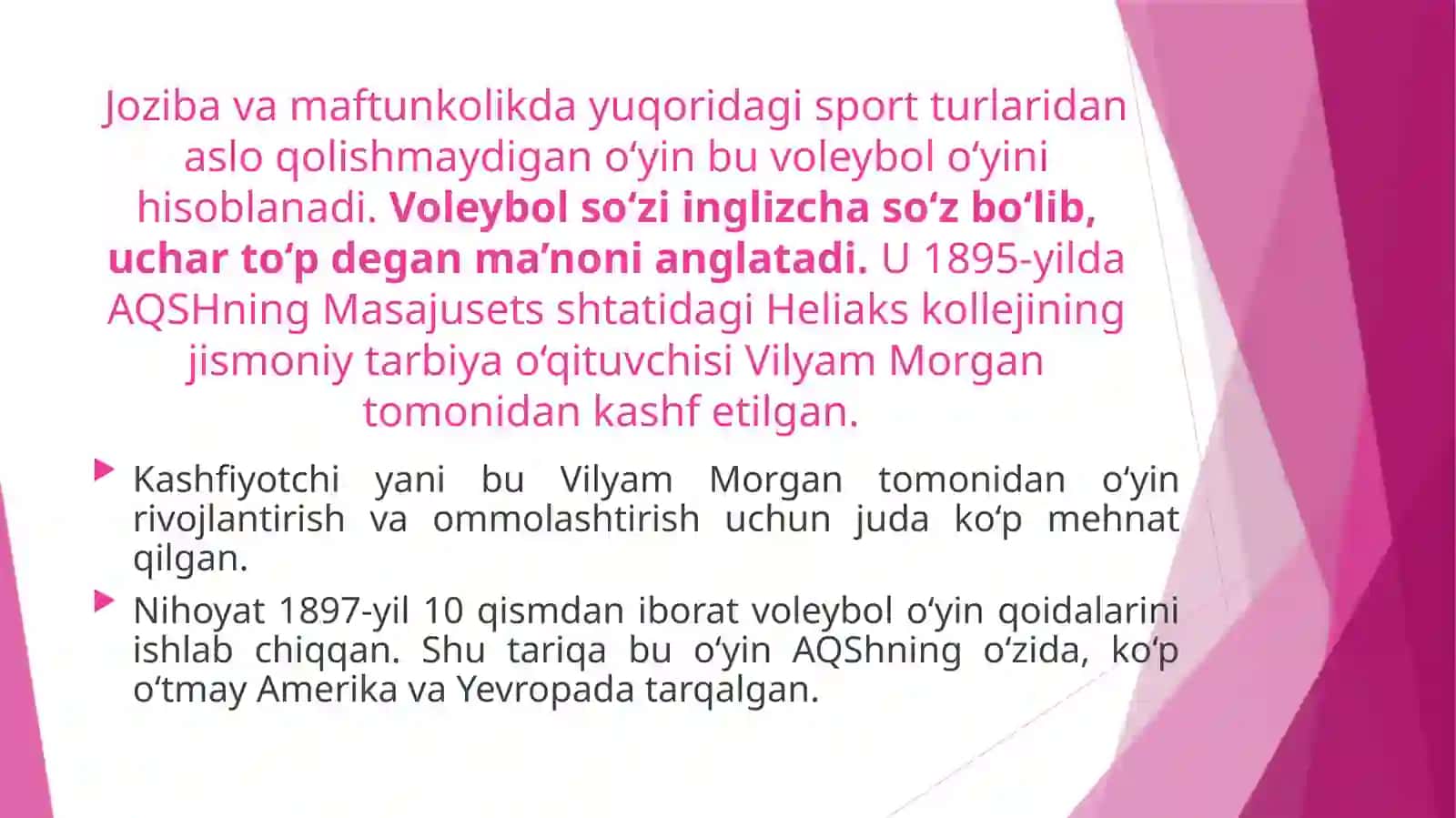 Voleybolo‘yinining kelib chiqishi va rivojlanish tarixi, o‘yin qoidalari hamda o‘yin texnikasi va taktikasining tasnifi 3
