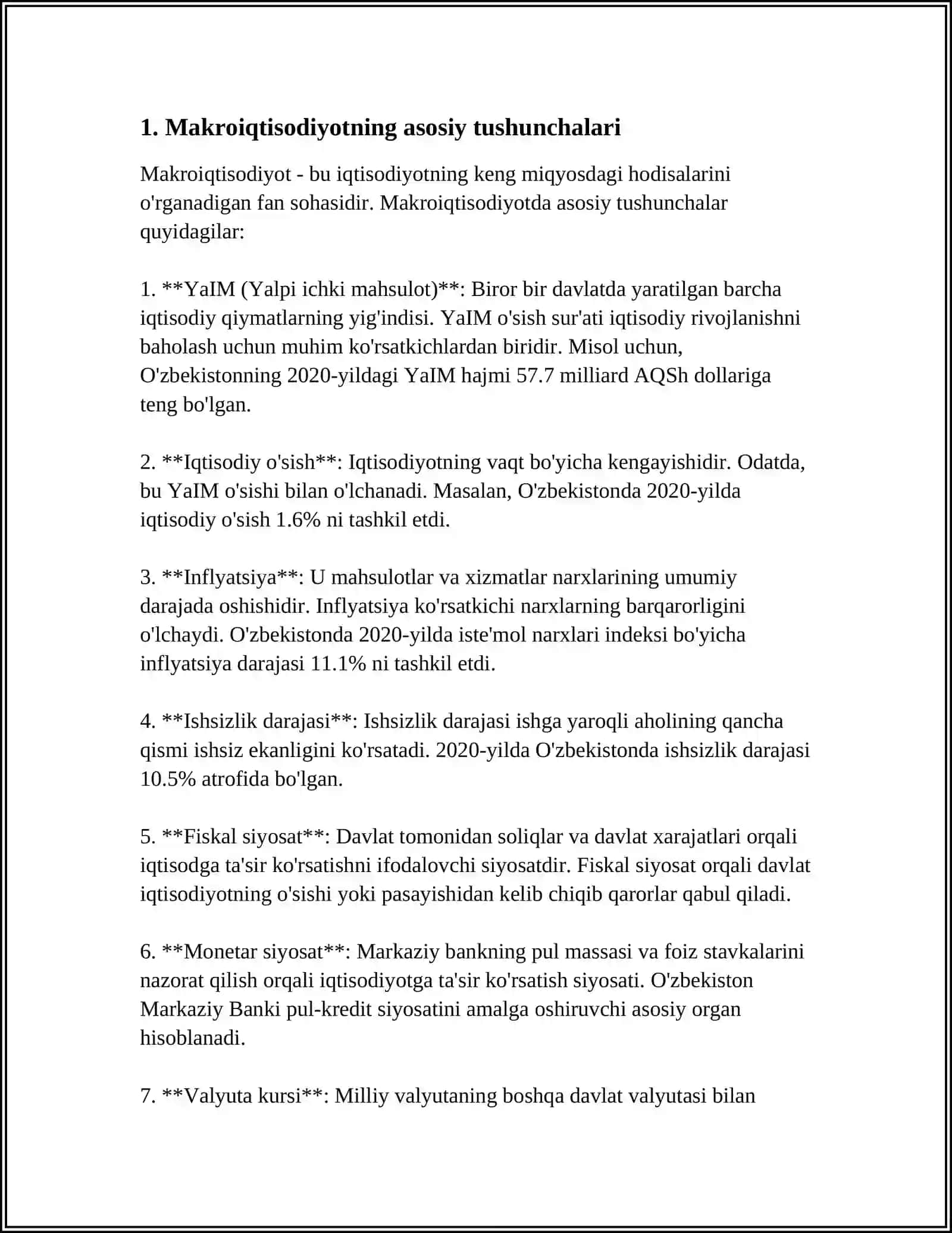 MUSTAQIL ISH Mavzu: MAKROIQTISODIYOT, UNING MAQSADI VA VAZIFALARI 3