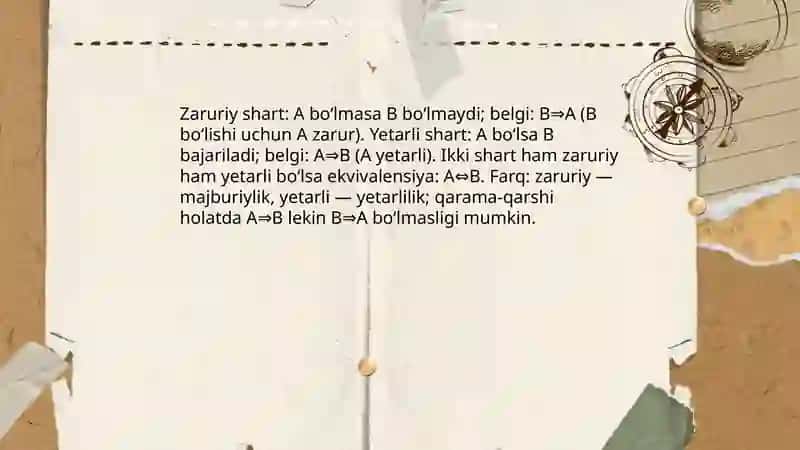 Matematikani zaruriy va yetali shartlari. Ularni o'qitish muammolari 3