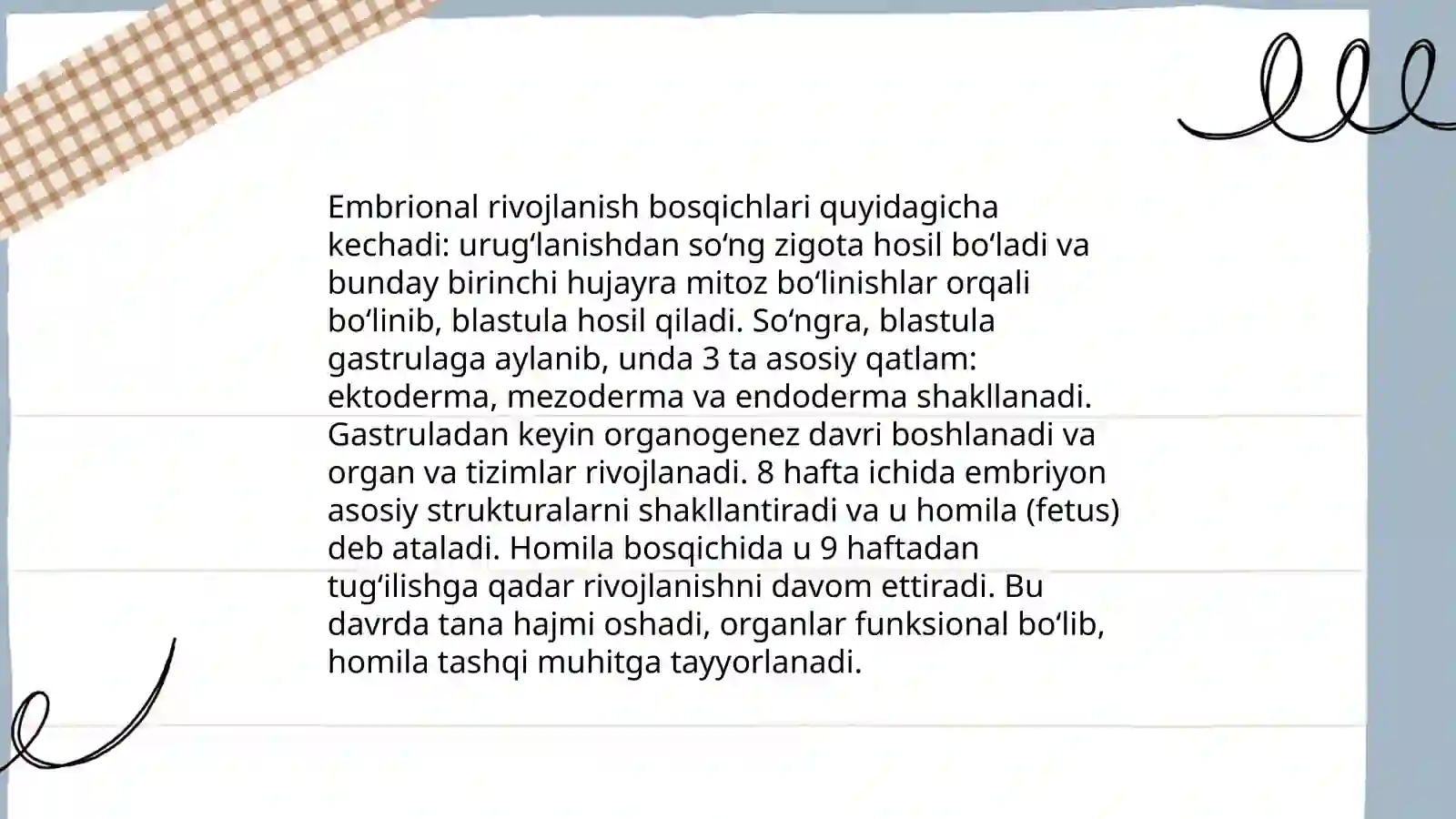 Embrional rivojlanish bosqichlari 3