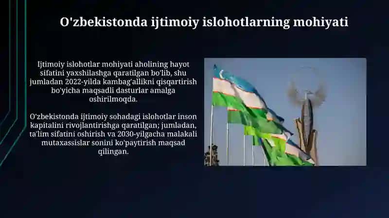 O‘zbekistonda ijtimoiy sohada amalga oshirilayotgan o‘zgarishlar mazmun va mohiyati 3