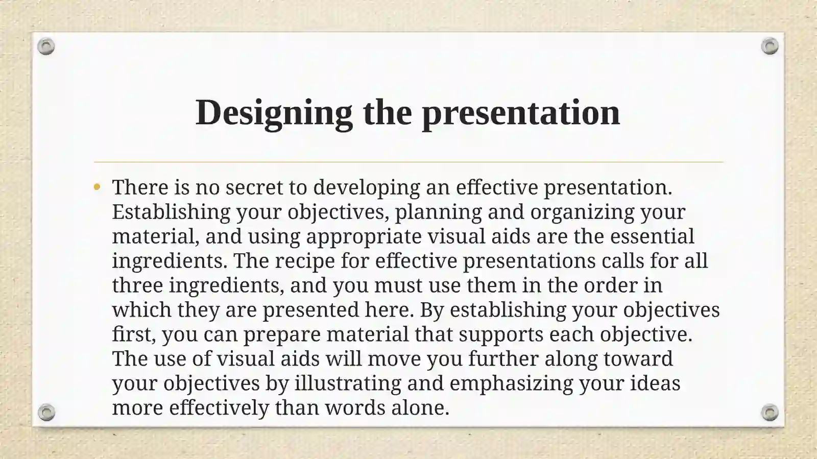 Presentation. Developing presentation techniques and visual aids 3