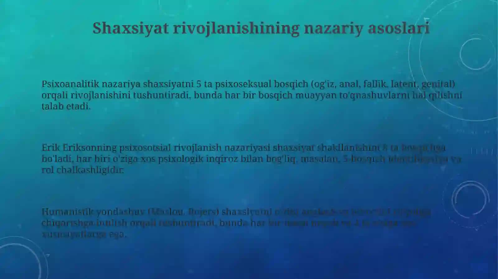 Shaxsiyat rivojlanishi, tarbiyasi va ijtimoiylashuvi 3