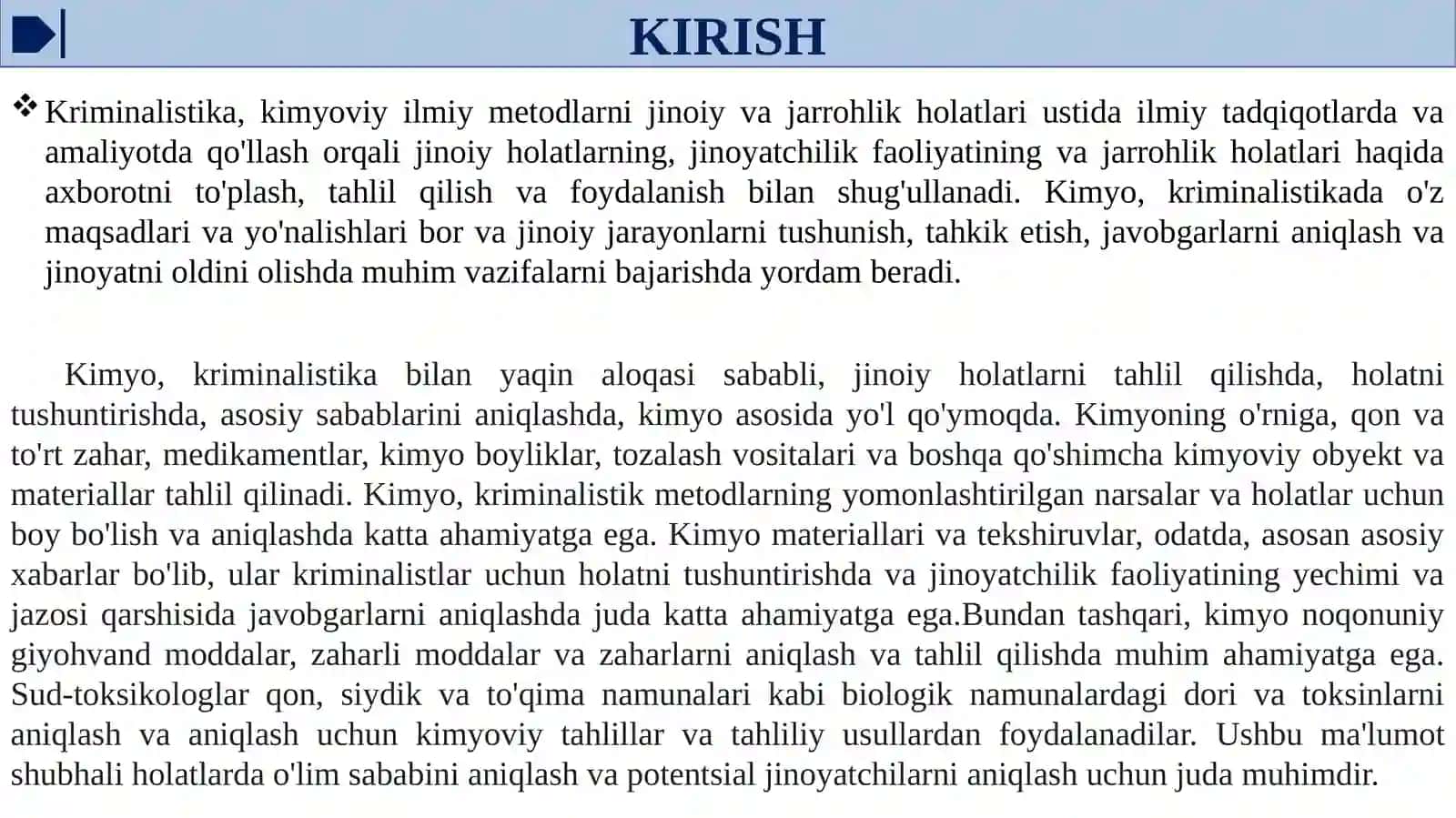 Kriminalistikada Kimyoning O’rni 3