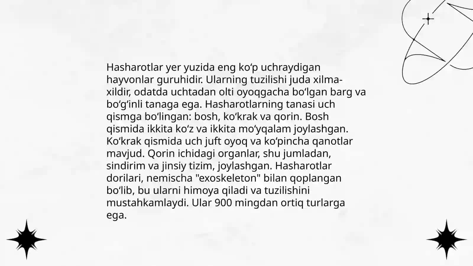 Hasharotlar sinfi vakillarining harakterli belgilari 3