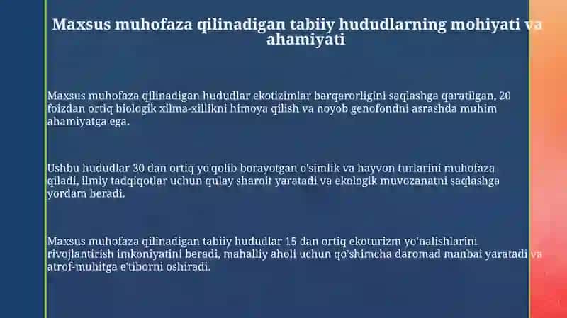 Maxsus muhofaza qilinadigan tabiiy hududlar va ularning ekologik iqtisodiy muammolari 3