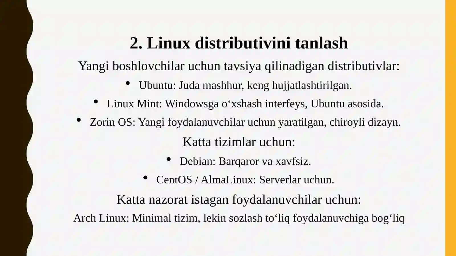 Linux O'rnating va konfiguratsiyasi 3