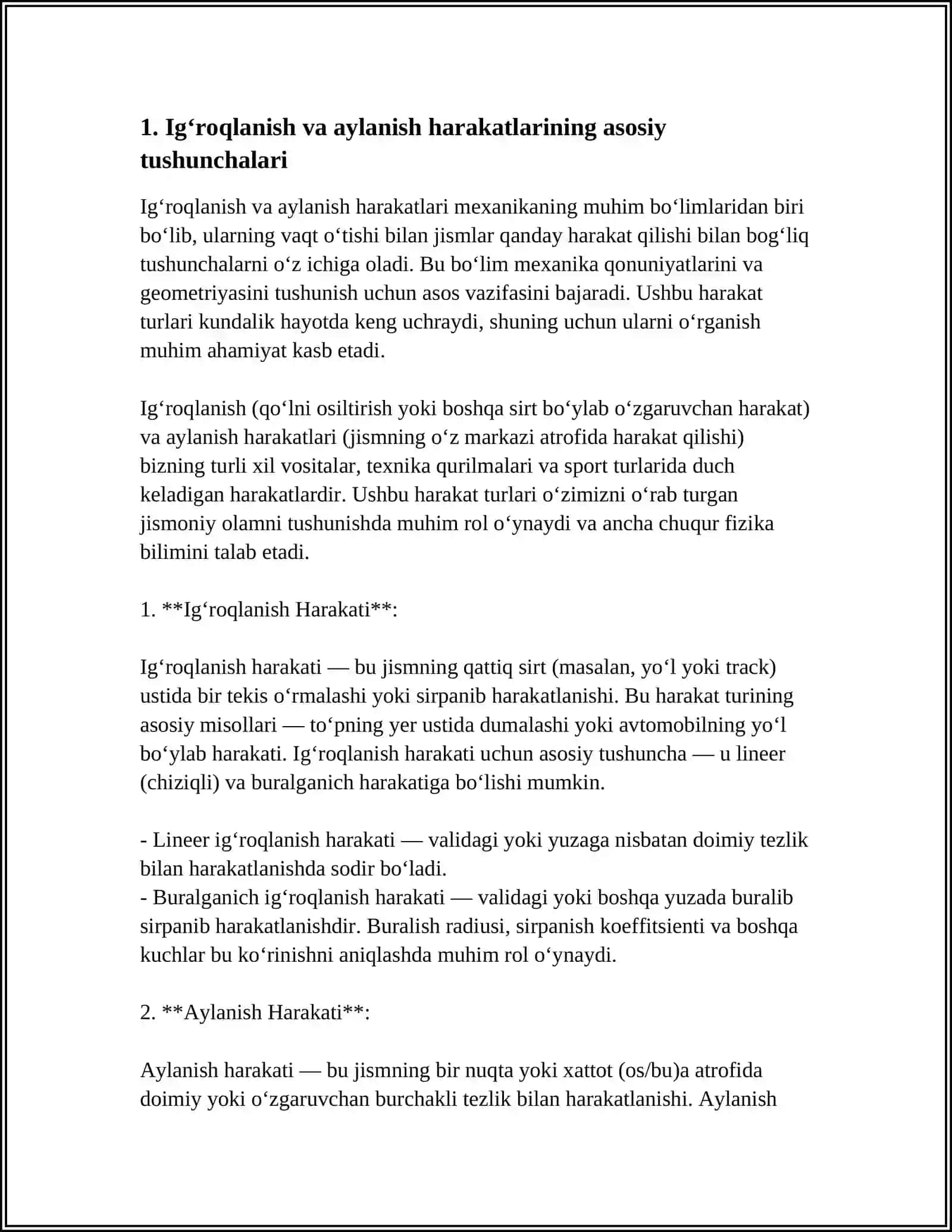 IGARILANMA VA AYLANMA HARAKATDA QATTIQ JISM NUQTALARINING TEZLIKLARI VA TEZLANISHLARINI ANIQLASH 3
