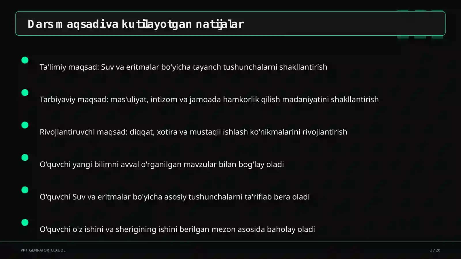 Kimyo (7– 11) — takrorlash darsi uchun 1