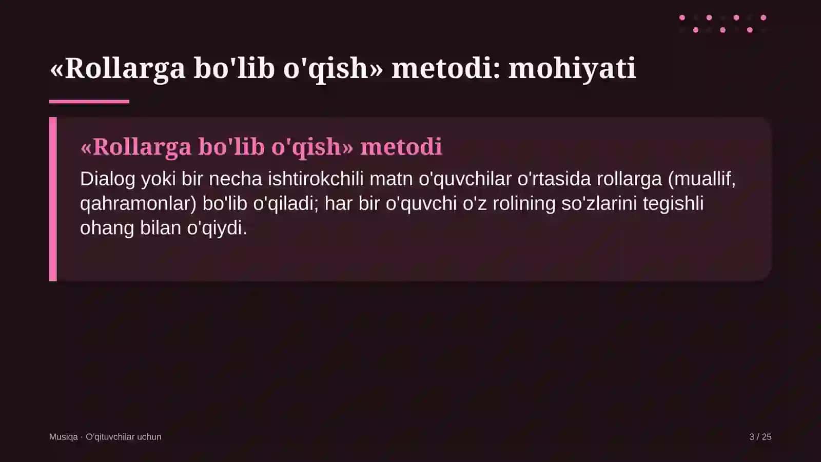 musiqa darslarida rollarga bo'lib o'qish metodidan foydalanish 5683 3