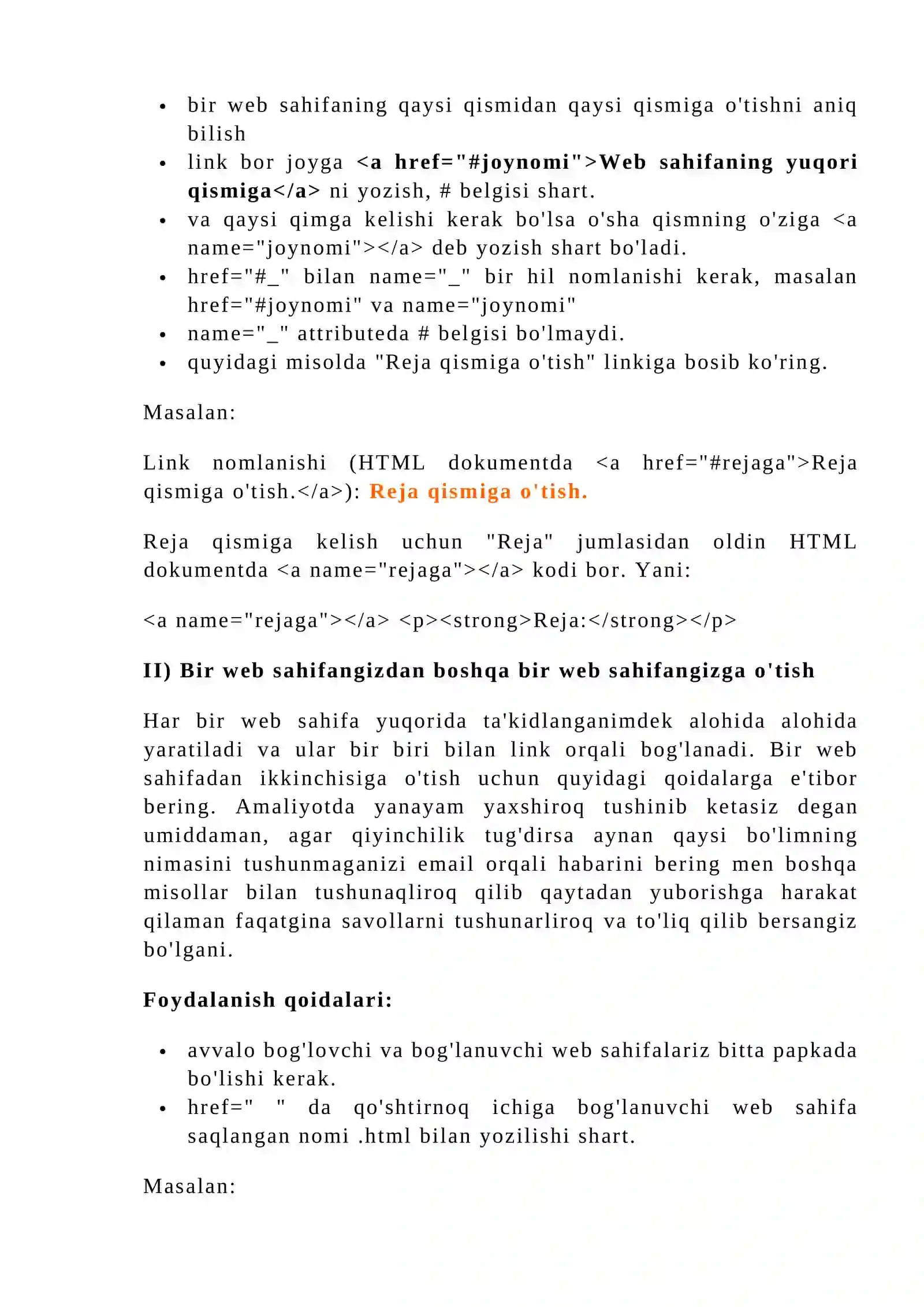HTML tilida gipermatn joylashtirish teglari 3