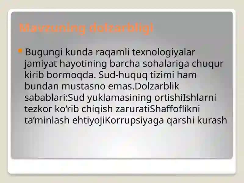 Jinoiy protsessida sud jarayonlarining raqamlashuvi va sun’iy intellekt texnologiyalari 3